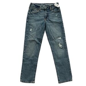 New Gap Kids‎ Girlfriend Slim Distressed Jeans Medium Wash Blue Denim Sz 14 Slim